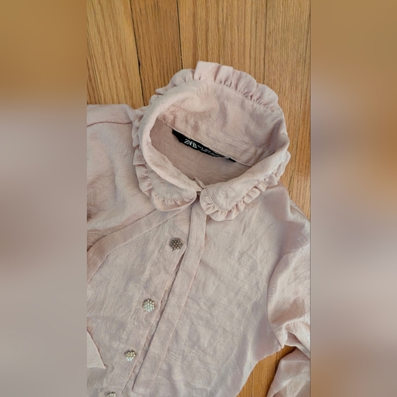 Women's Pink Ruffled Blouse - Picture 6 of 8